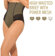 high waist brief with power mesh