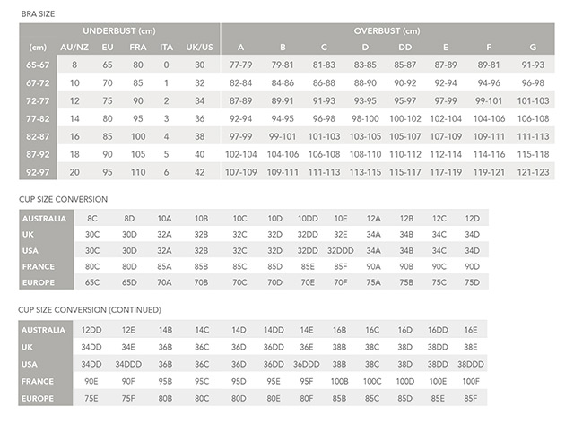 Size Chart Nancy Ganz  Size Guide Womens Shapewear and Swimwear